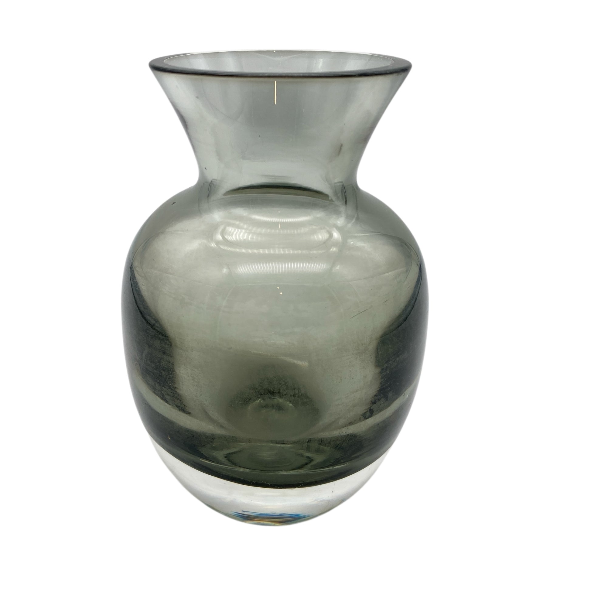 Vintage Blumenvase Rauchglas transparent schwer 60er 70er Jahre skandinavisches Design Glas Vase