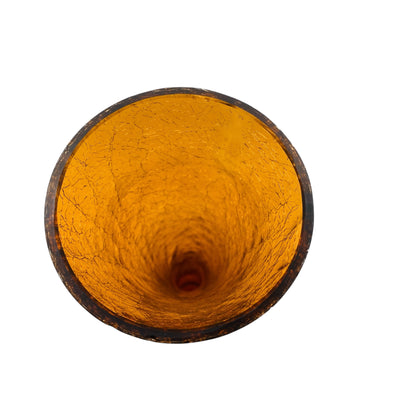 Vintage Blumenvase braun im Craquele Glas Design der 70er Jahre Vase
