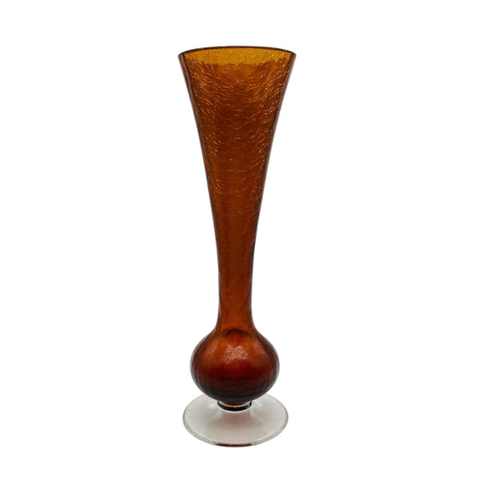 Vintage Blumenvase braun im Craquelee Glas Design der 70er Jahre Vase
