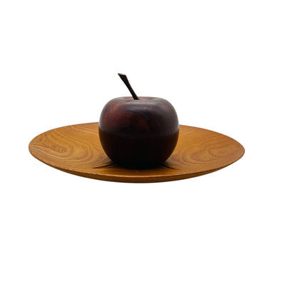 Vintage Brotteller 19 cm mit Ähren geschnitz & gedrechselt Schale 60er 70er Jahre Holz