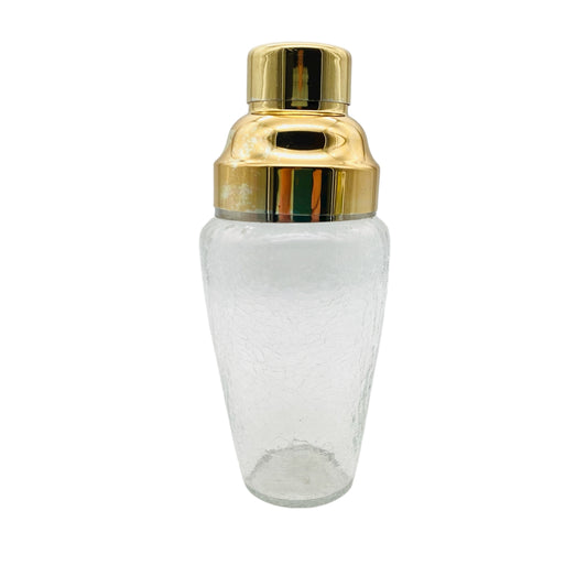 Vintage Cocktailshaker transparent gold silber Craquelé Glas 60er 70er Jahre Hausbar Shaker