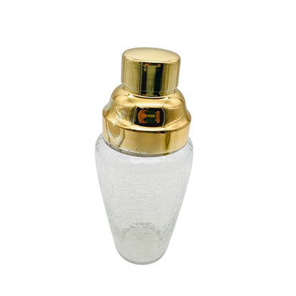 Vintage Cocktailshaker transparent gold silber Craquelé Glas 60er 70er Jahre Hausbar Shaker