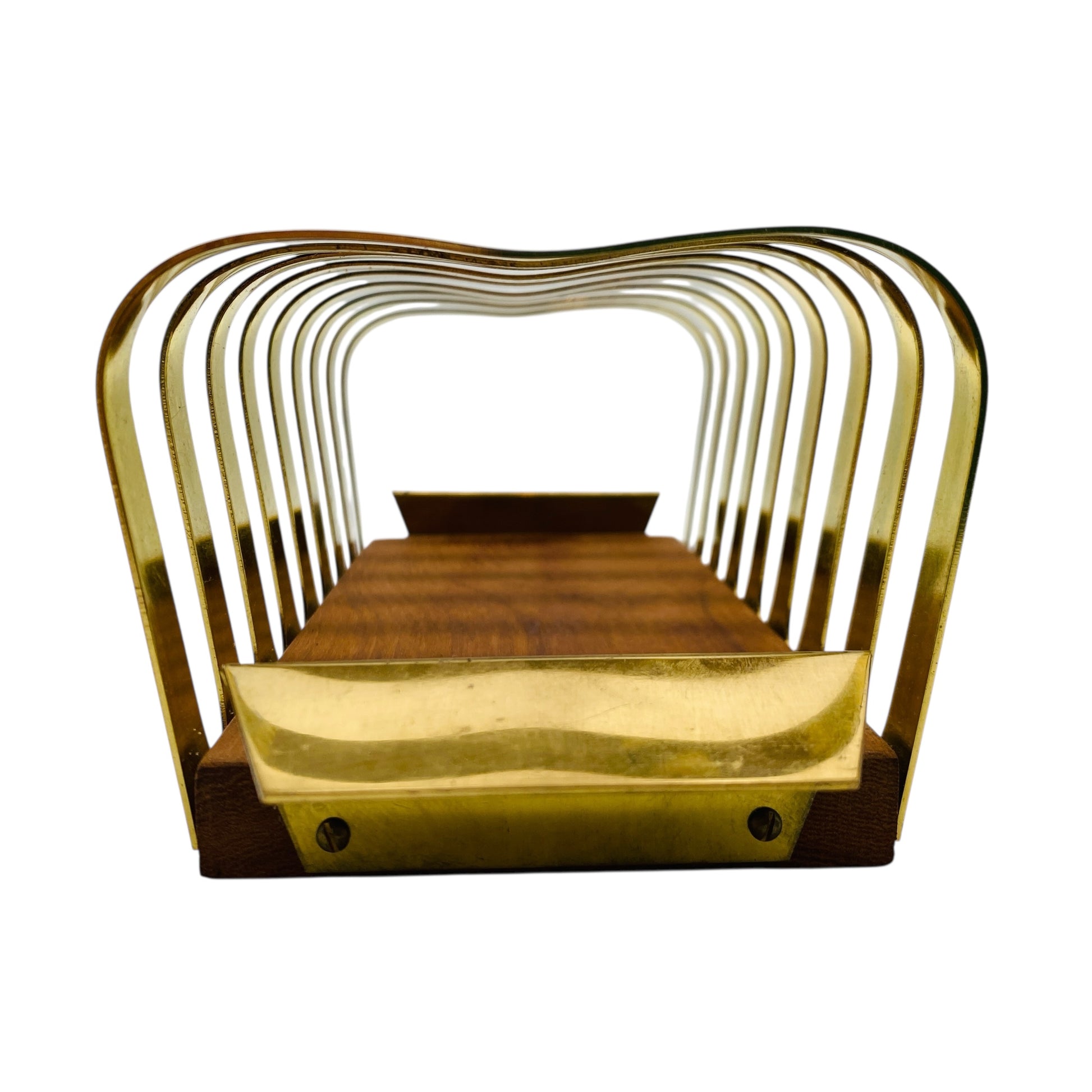 Vintage Dekoration fürs Büro oder Esstisch Briefablage Toastablage Teak Messing 60er 70er Jahre