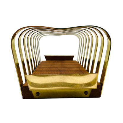 Vintage Dekoration fürs Büro oder Esstisch Briefablage Toastablage Teak Messing 60er 70er Jahre