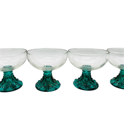 Vintage Dessert Schalen Set türkis grün 4 Stück 70er Jahre Eisschalen