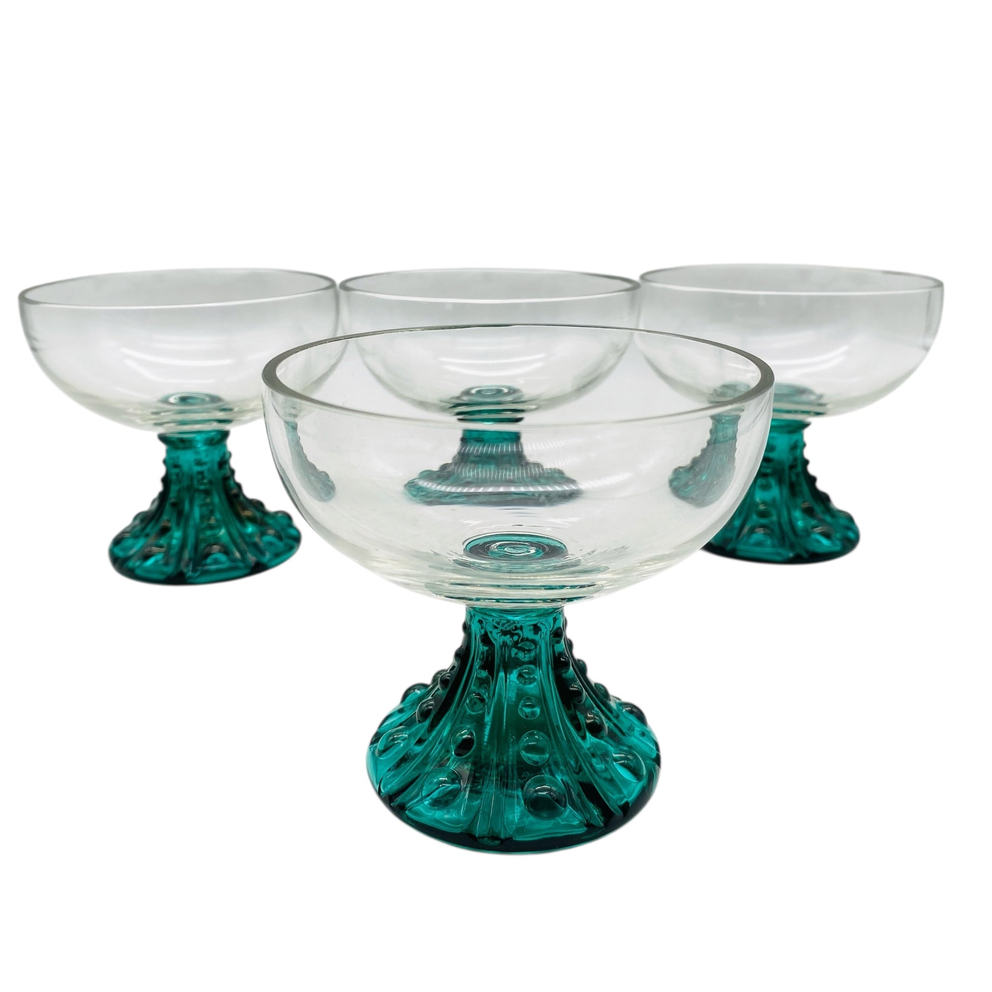 Vintage Dessert Schalen Set türkis grün 4 Stück 70er Jahre Eisschalen