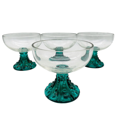 Vintage Dessert Schalen Set türkis grün 4 Stück 70er Jahre Eisschalen