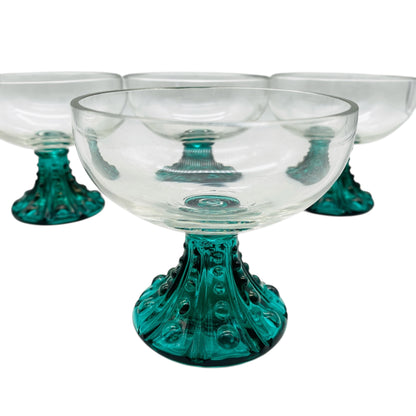 Vintage Dessert Schalen Set türkis grün 4 Stück 70er Jahre Eisschalen