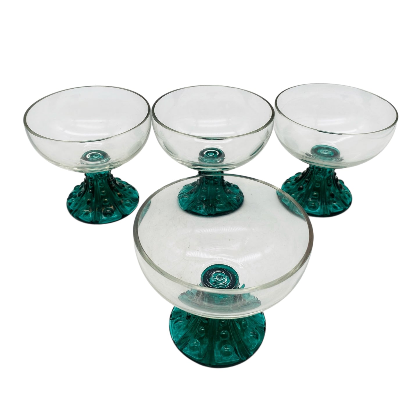 Vintage Dessert Schalen Set türkis grün 4 Stück 70er Jahre Eisschalen