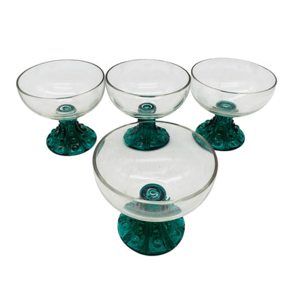 Vintage Dessert Schalen Set türkis grün 4 Stück 70er Jahre Eisschalen