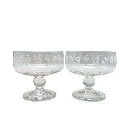 Vintage Dessertschalen mit Spiralen Dekor transparent 70er 80er Jahre Schalen Glas