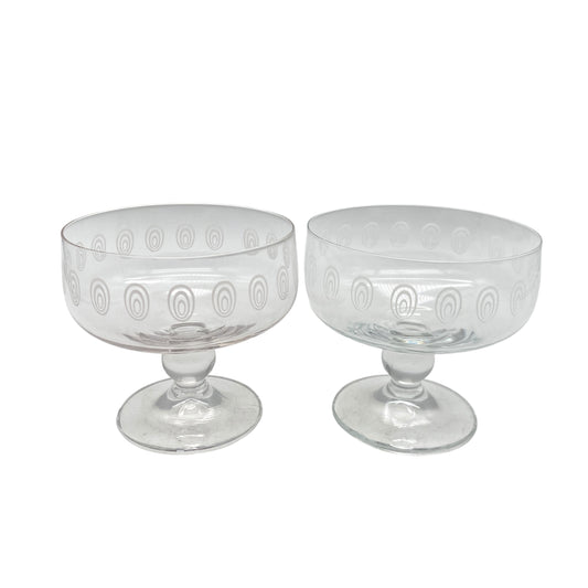 Vintage Dessertschalen mit Spiralen Dekor transparent 70er 80er Jahre Schalen Glas