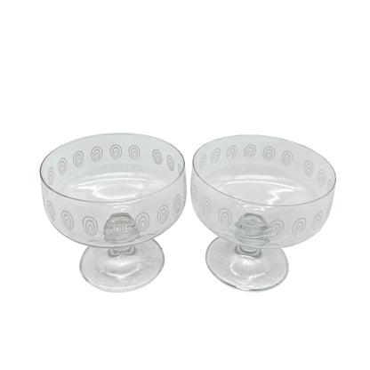 Vintage Dessertschalen mit Spiralen Dekor transparent 70er 80er Jahre Schalen Glas