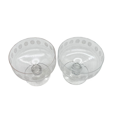 Vintage Dessertschalen mit Spiralen Dekor transparent 70er 80er Jahre Schalen Glas