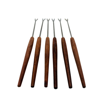 Vintage Fonduegabeln Holz Edelstahl 6er Set Gabeln Käsefondue
