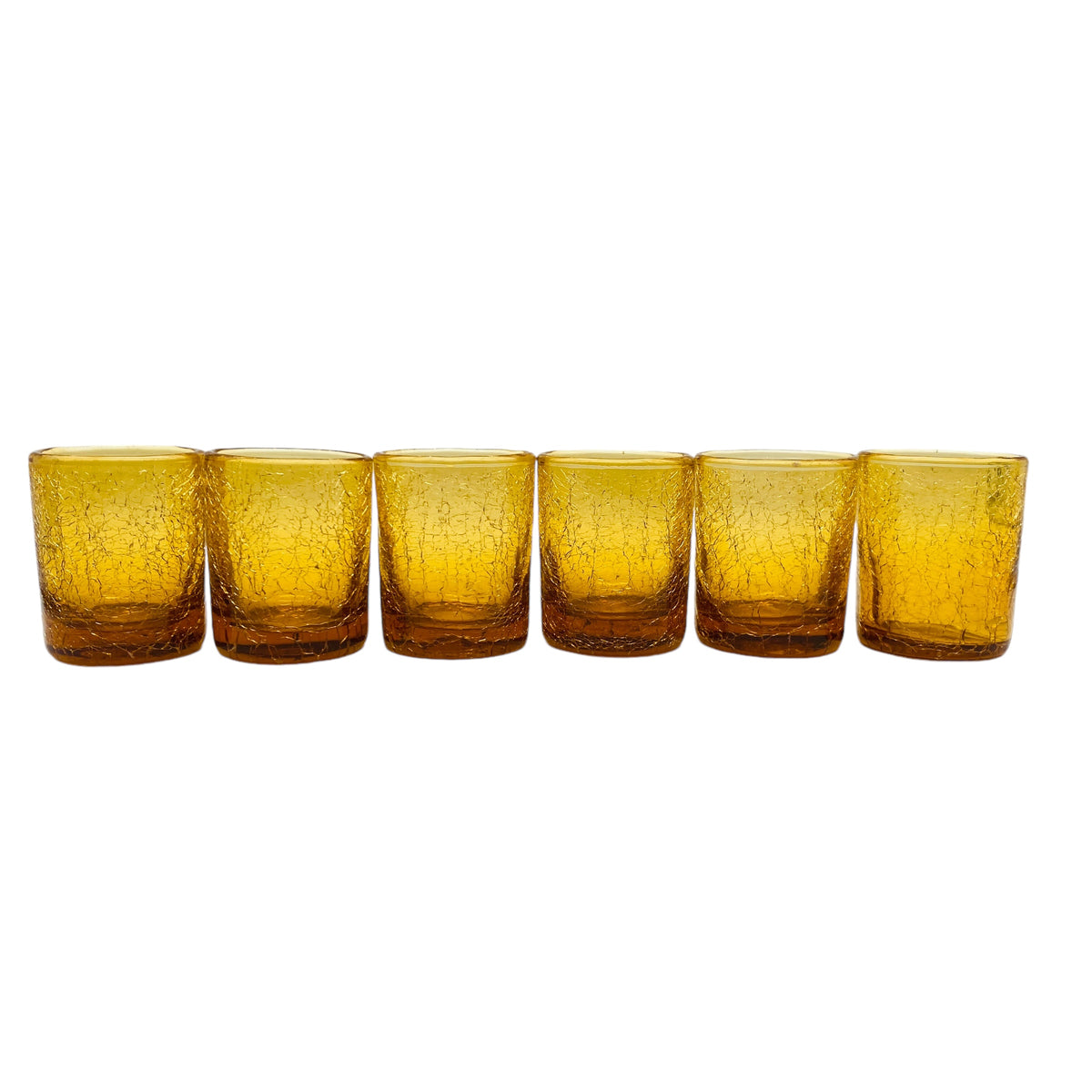 Vintage Gläser Trinkgläser 6er Set gelb braun Craquele Glas – Mid Century Lounge