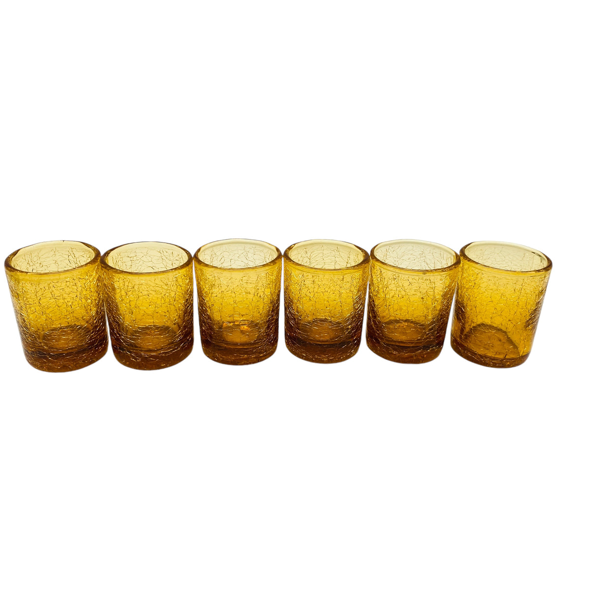 Vintage Gläser Trinkgläser 6er Set gelb braun Craquele Glas – Mid Century Lounge