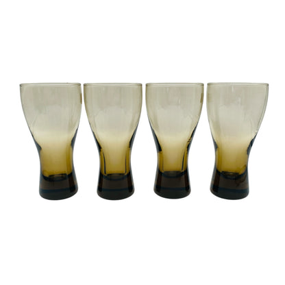 Vintage Gläserset Rauchglas olivgrün Trinkgläser Wassergläser 60er 70er Jahre