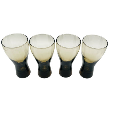 Vintage Gläserset Rauchglas olivgrün Trinkgläser Wassergläser 60er 70er Jahre