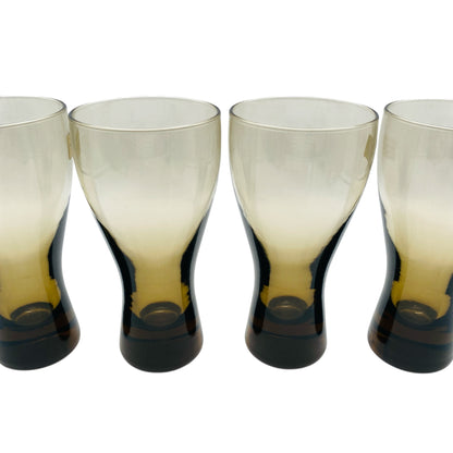 Vintage Gläserset Rauchglas olivgrün Trinkgläser Wassergläser 60er 70er Jahre