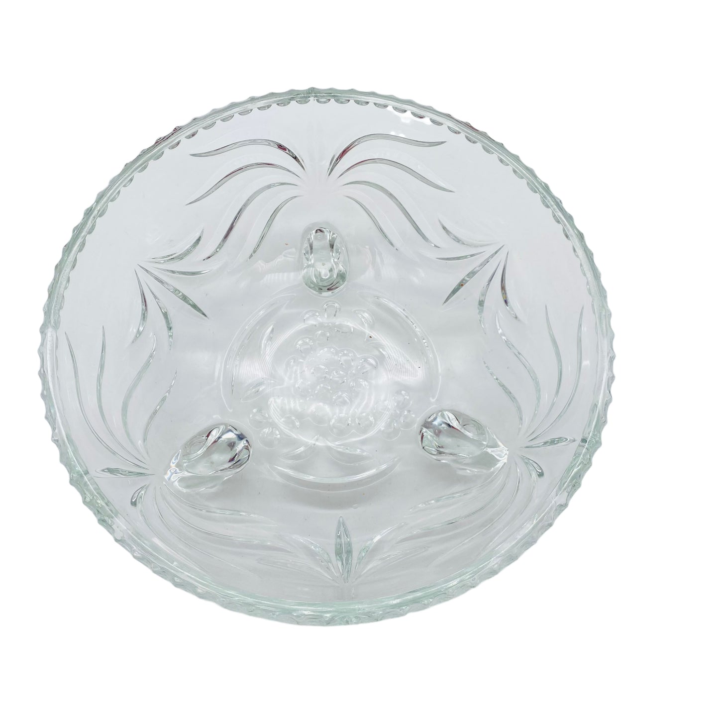 Vintage Glaschale Dreibein mit Dekor Schliff Schale 60er 70er Jahre Glas