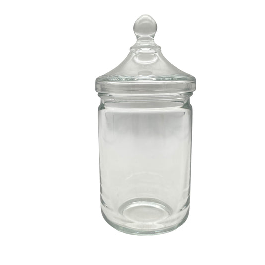 Vintage Glasdose Frankreich transparent H 15,7 cm mit Deckel 70er Jahre Bonboniere