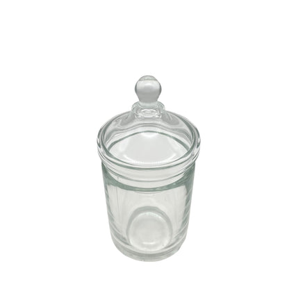 Vintage Glasdose Frankreich transparent H 15,7 cm mit Deckel 70er Jahre Bonboniere
