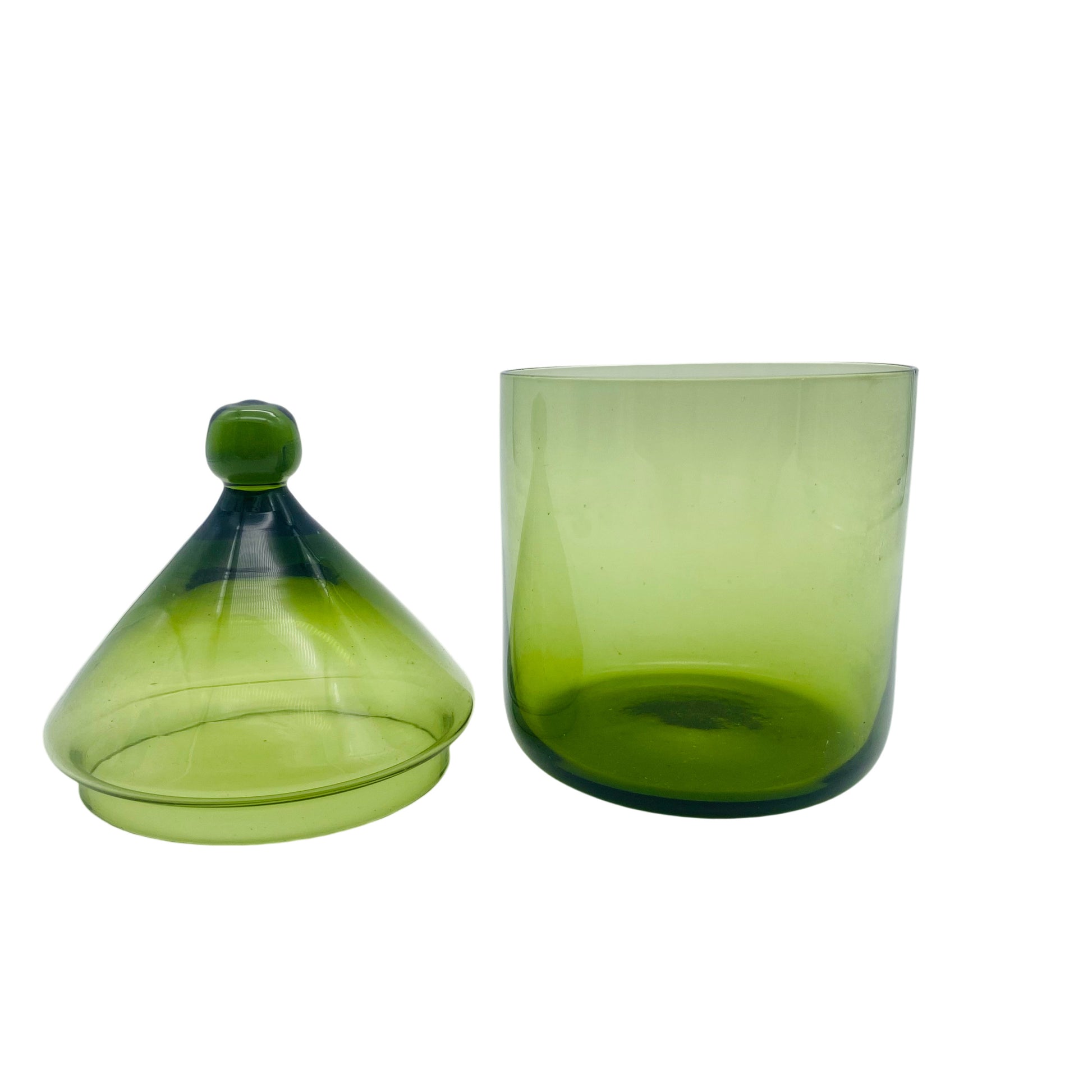 Vintage Glasdose grün Deckeldose Dose 1970er Jahre