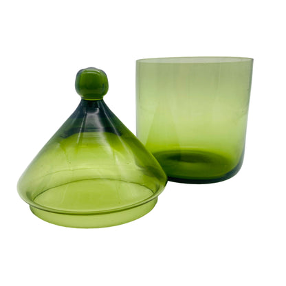 Vintage Glasdose grün Deckeldose Dose 1970er Jahre