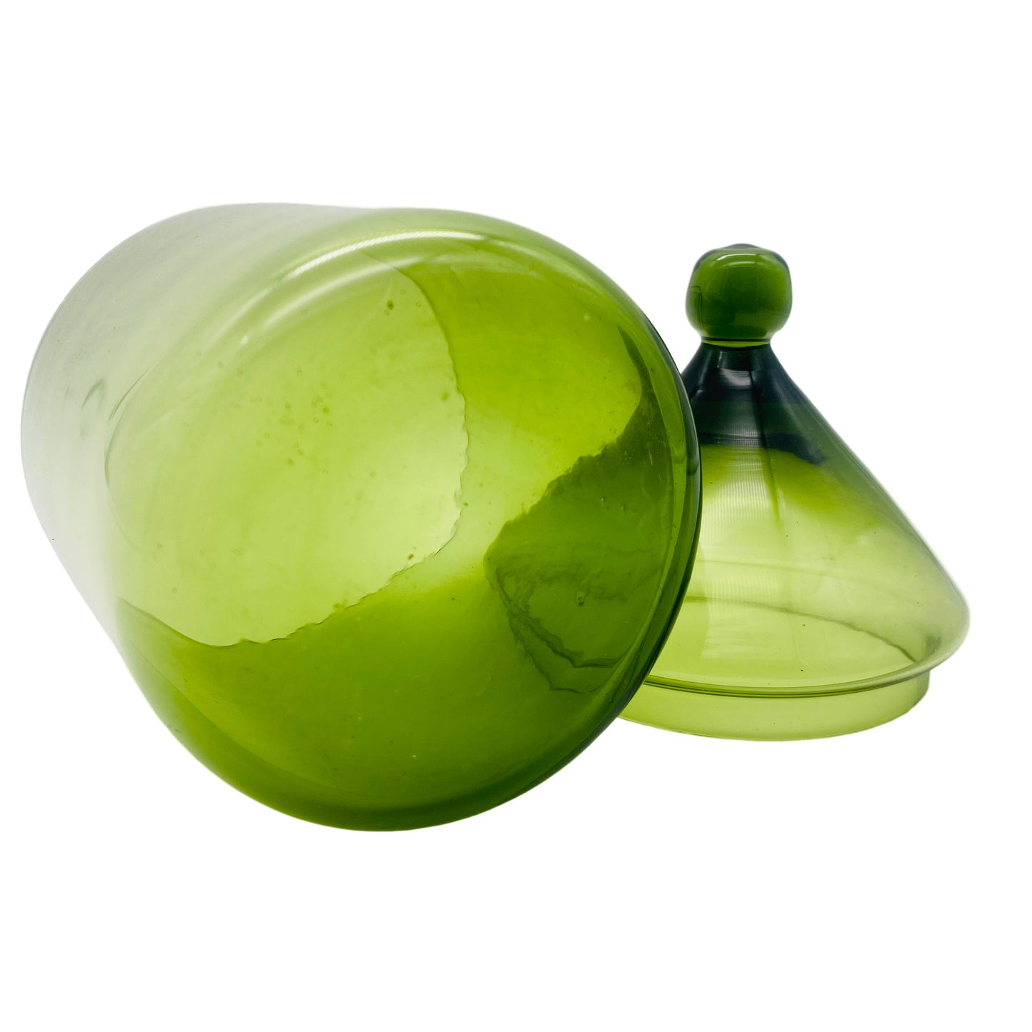 Vintage Glasdose grün Deckeldose Dose 1970er Jahre