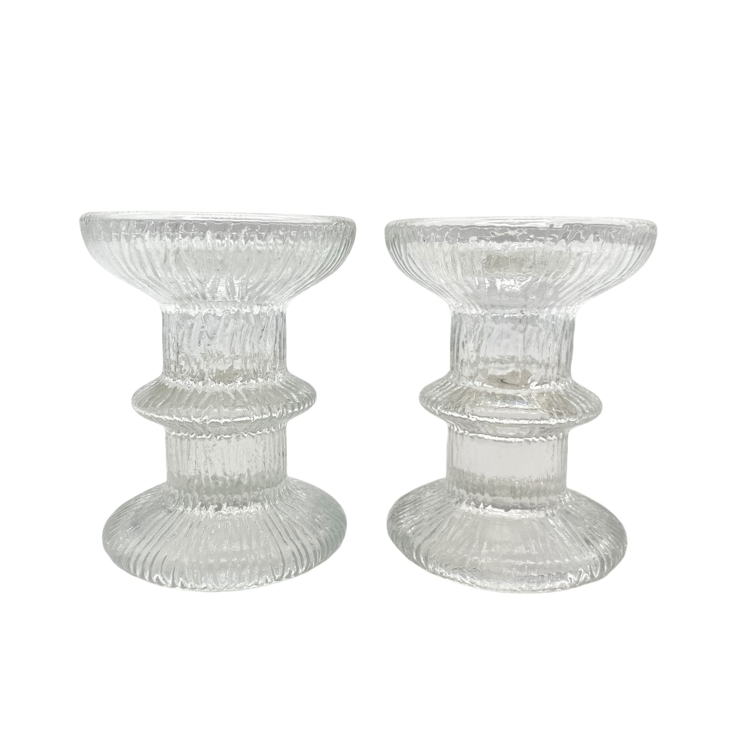 Vintage Kerzenständer Paar transparent Strukturdekor 60er 70er Dekoration Glas