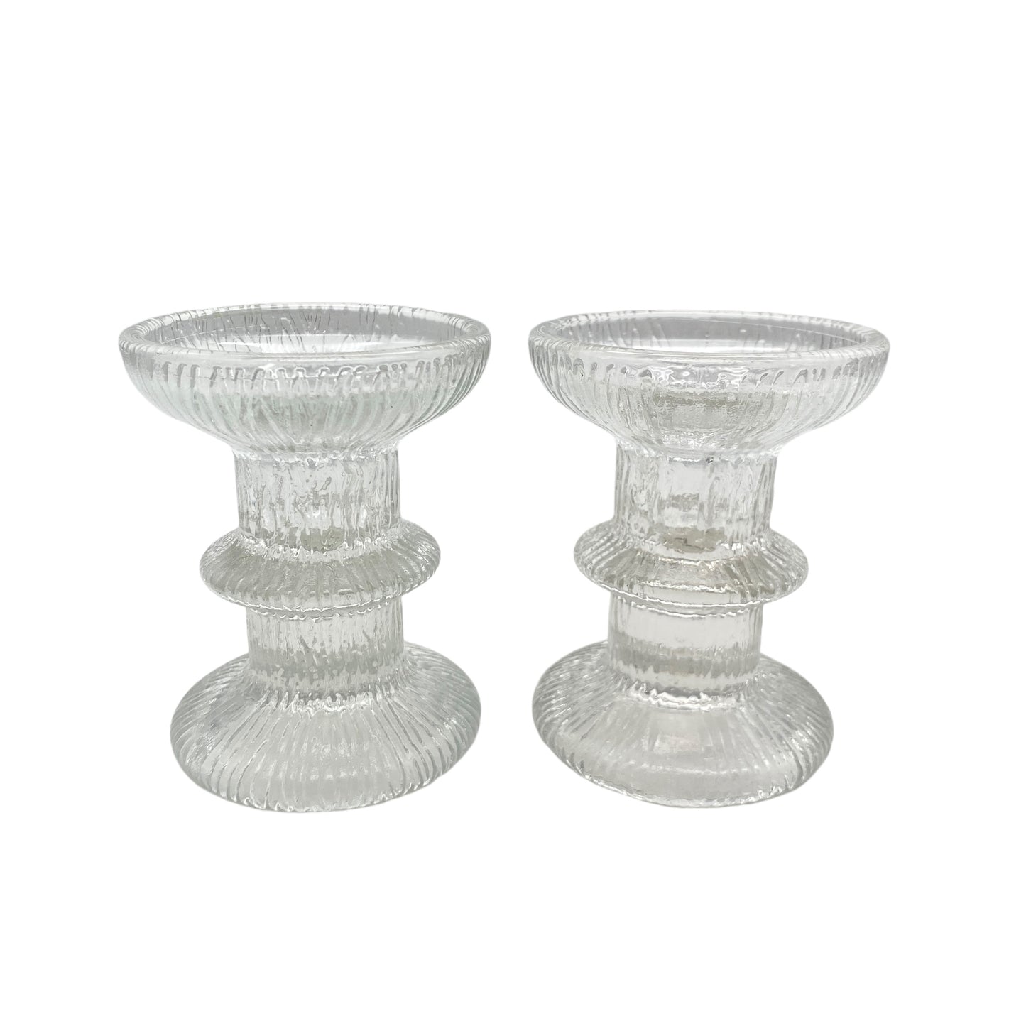 Vintage Kerzenständer Paar transparent Strukturdekor 60er 70er Dekoration Glas