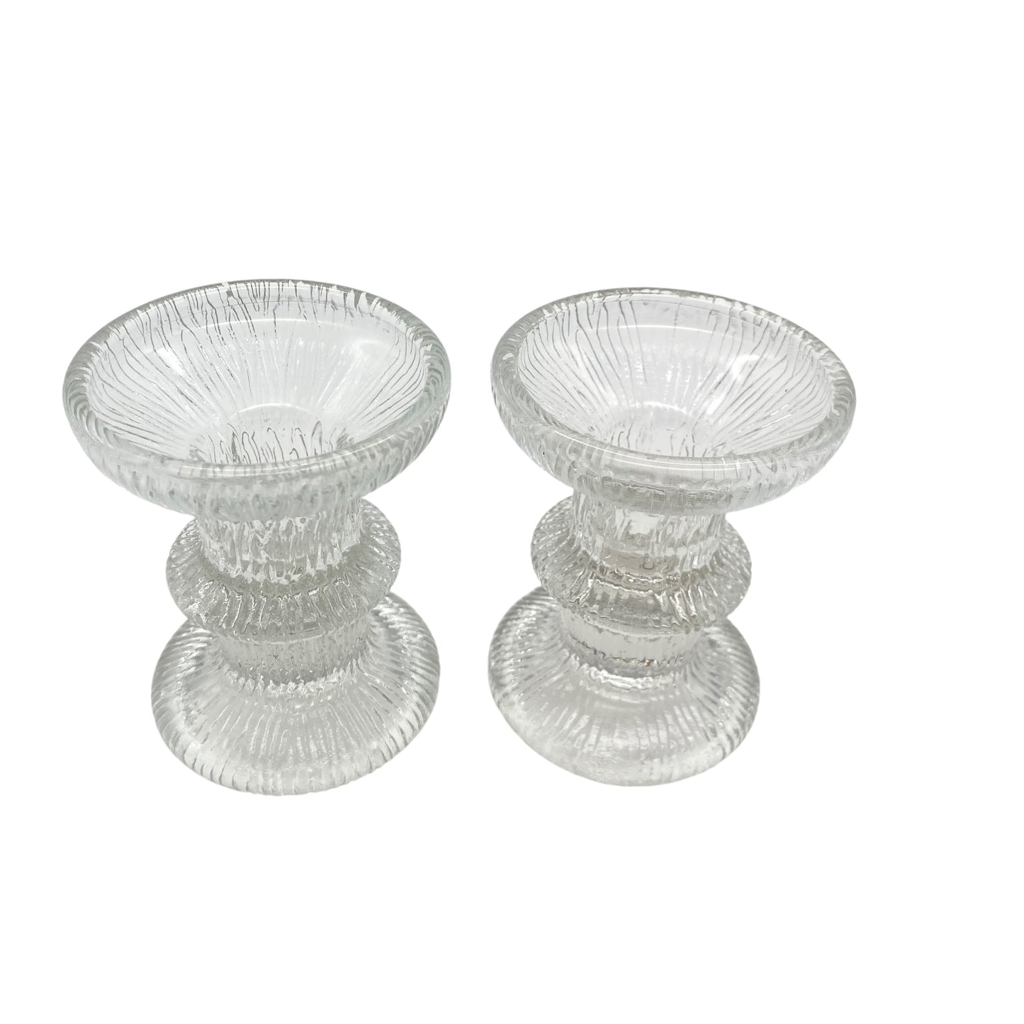 Vintage Kerzenständer Paar transparent Strukturdekor 60er 70er Dekoration Glas