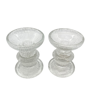 Vintage Kerzenständer Paar transparent Strukturdekor 60er 70er Dekoration Glas
