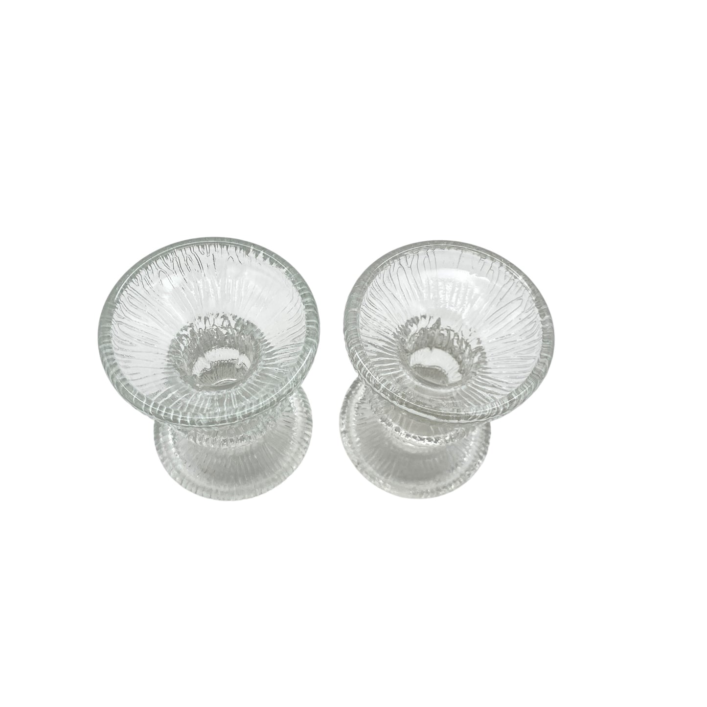Vintage Kerzenständer Paar transparent Strukturdekor 60er 70er Dekoration Glas