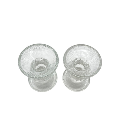 Vintage Kerzenständer Paar transparent Strukturdekor 60er 70er Dekoration Glas
