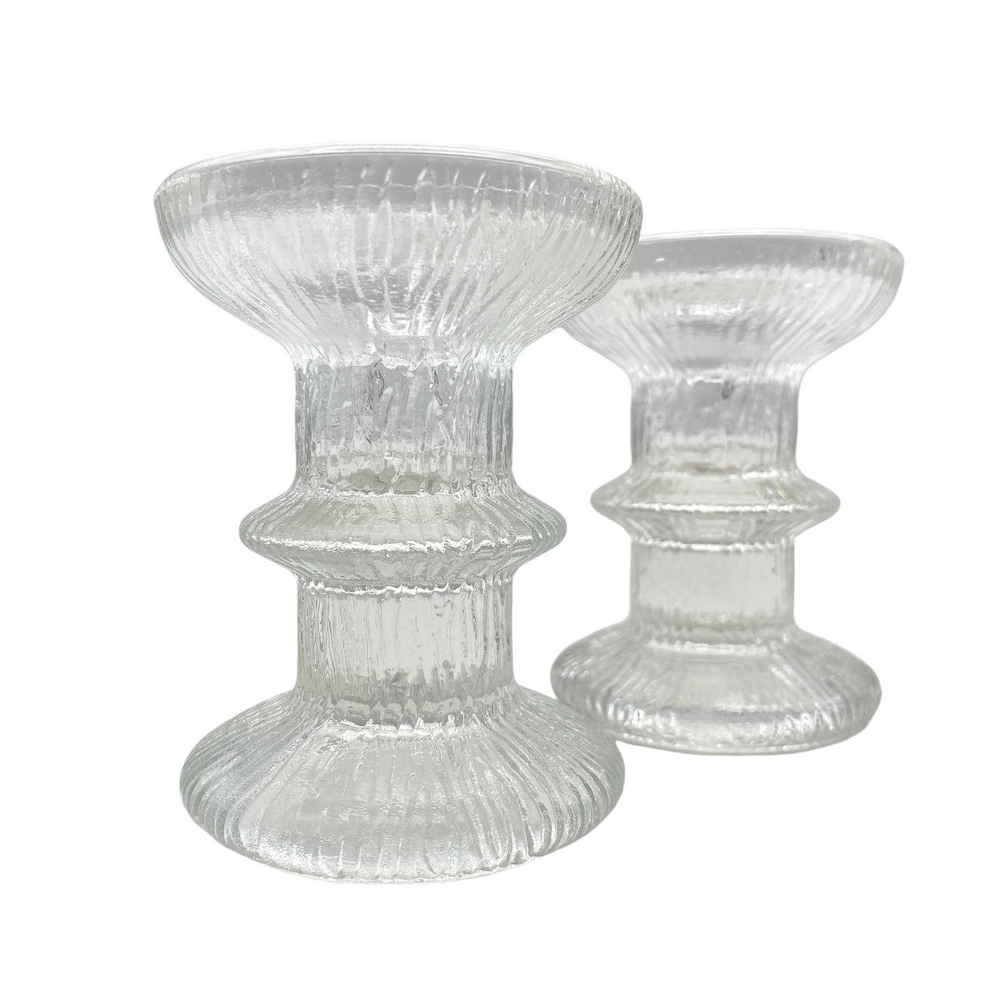 Vintage Kerzenständer Paar transparent Strukturdekor 60er 70er Dekoration Glas