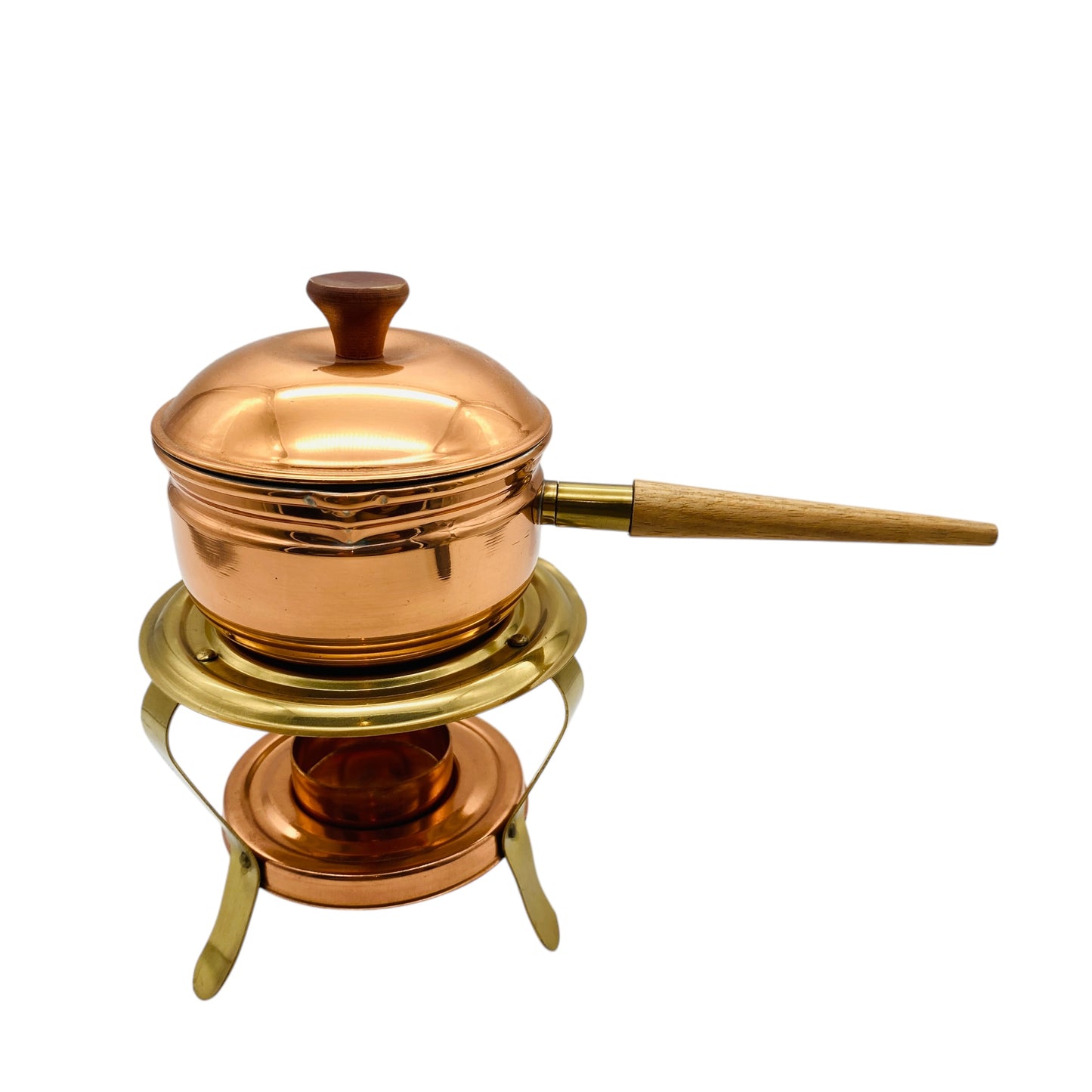 Vintage Kupfertopf mit Stövchen Butterpfännchen Portugal 60er 70er Jahre