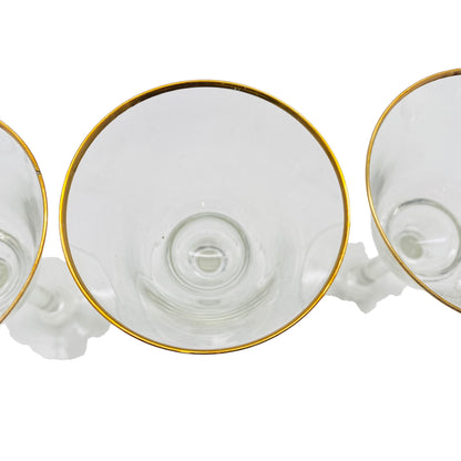 Vintage Likörgläser 4er Set Goldrand transparent Gläser Glas 60er 70er 12,2 cm