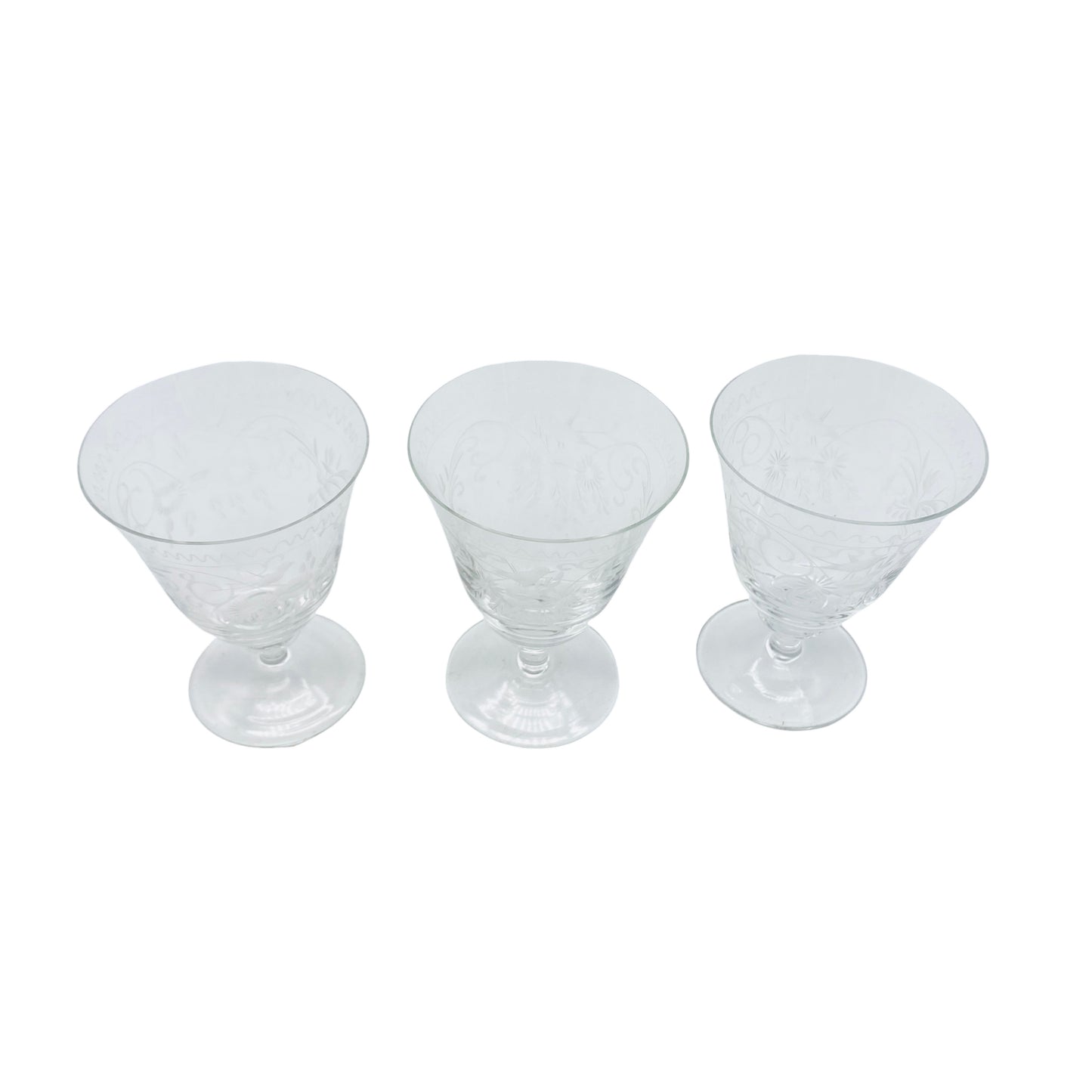 Vintage Likörgläser 50er 60er beschliffen 3er Set Gläser handgefertigt