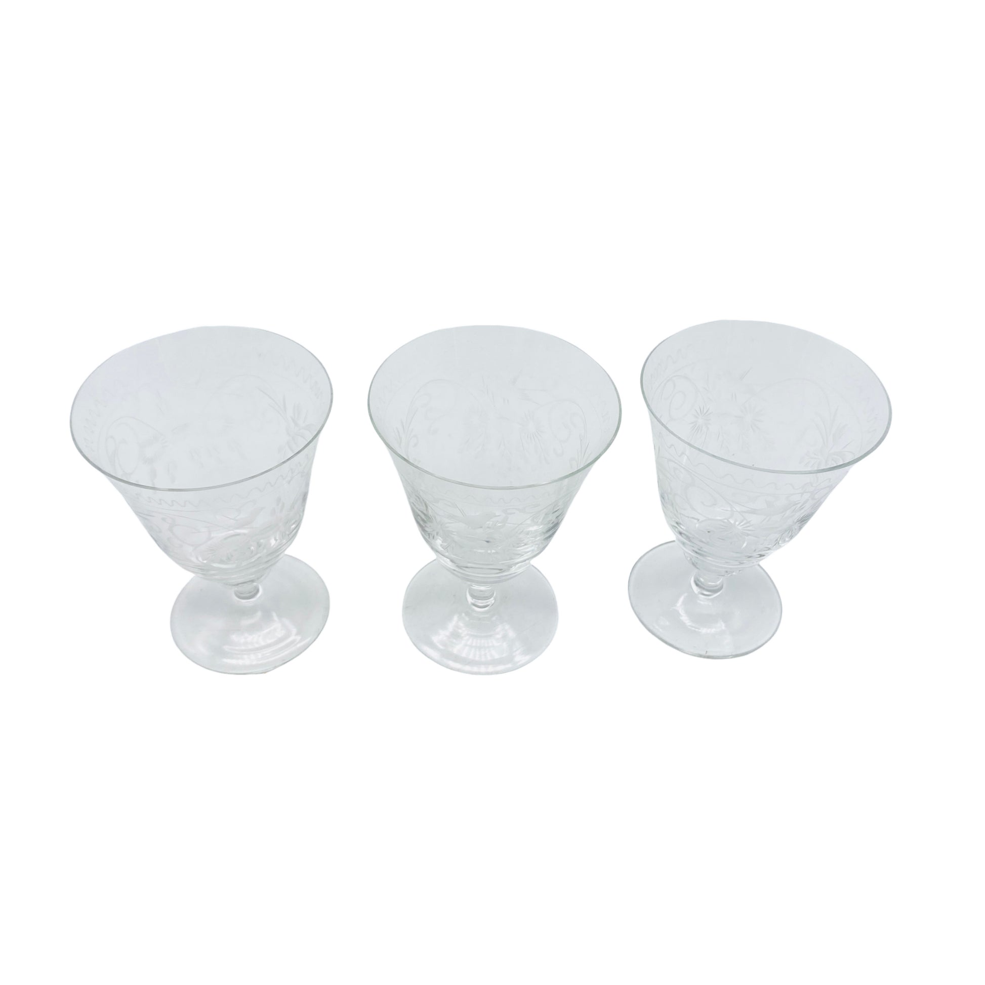 Vintage Likörgläser 50er 60er beschliffen 3er Set Gläser handgefertigt
