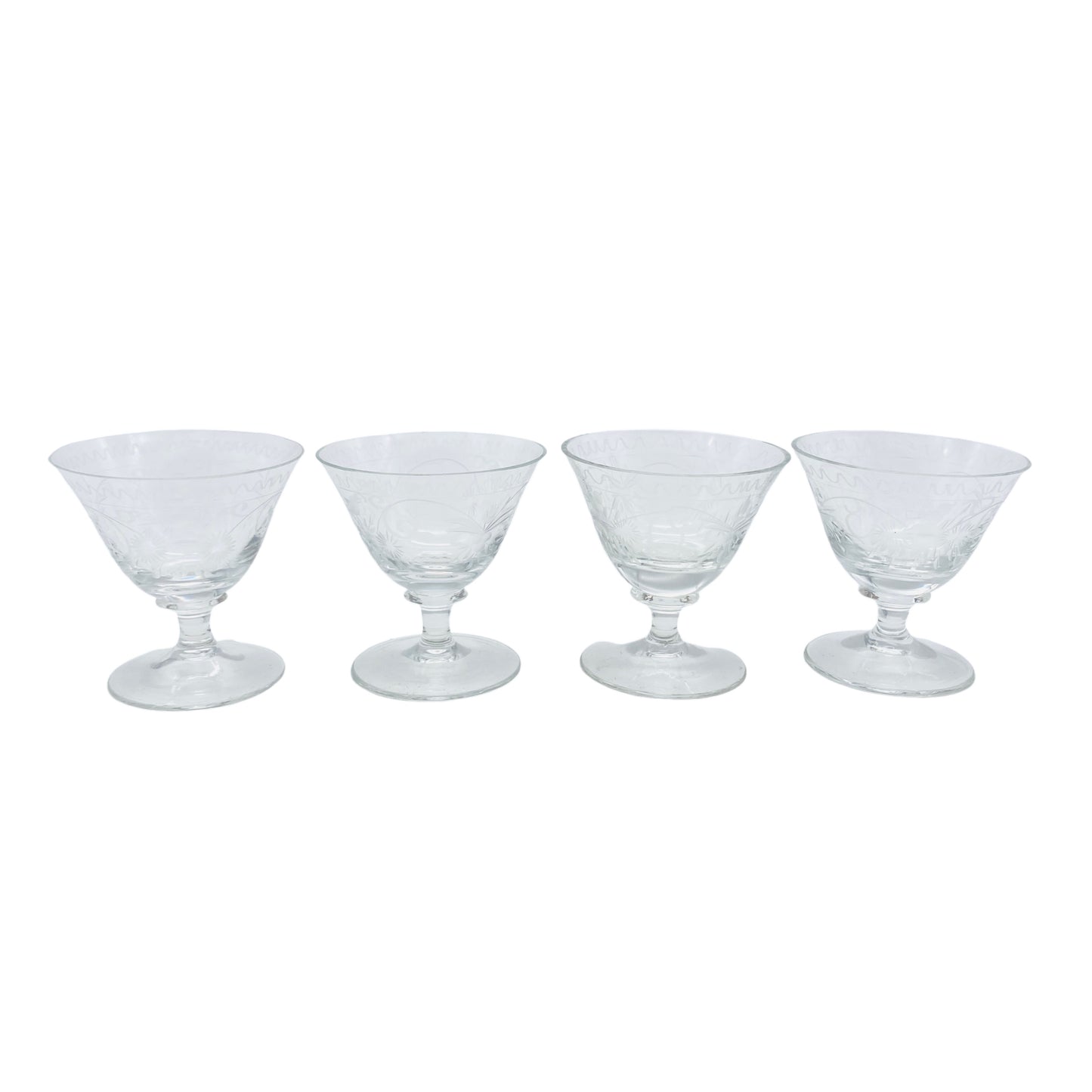 Vintage Likörgläser 50er 60er beschliffen 4er Set Gläser handgefertigt