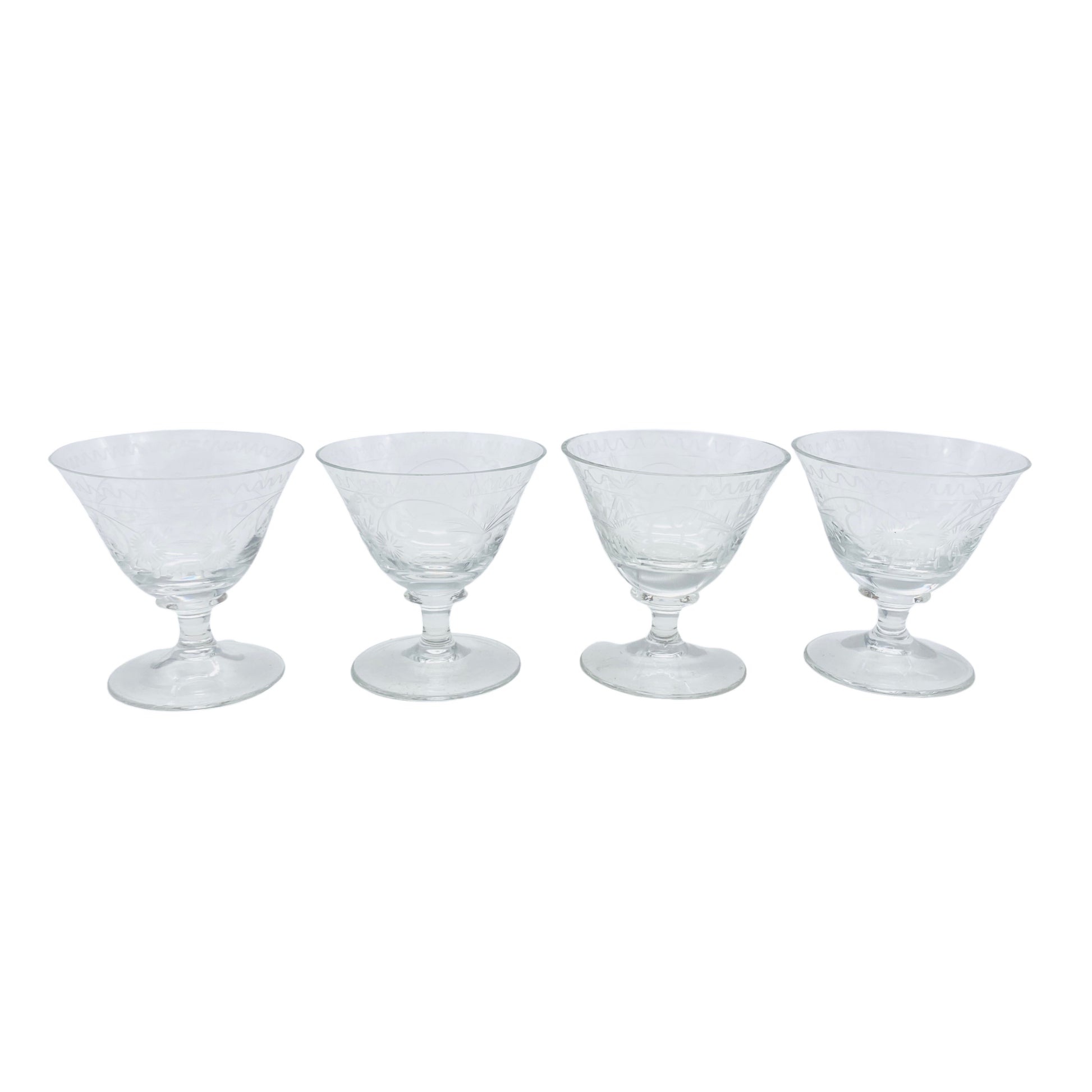 Vintage Likörgläser 50er 60er beschliffen 4er Set Gläser handgefertigt