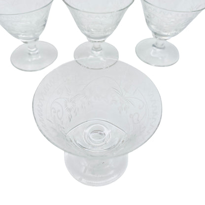 Vintage Likörgläser 50er 60er beschliffen 4er Set Gläser handgefertigt