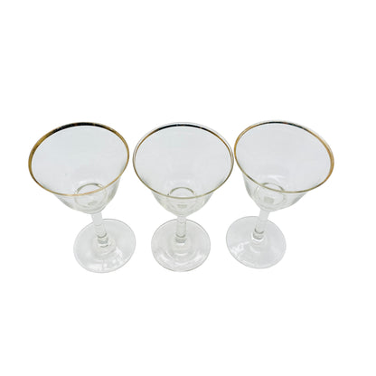 Vintage Likörgläser 3er Set Goldrand transparent Gläser Glas 60er 70er 13,7 cm