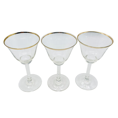 Vintage Likörgläser 3er Set Goldrand transparent Gläser Glas 60er 70er 13,7 cm
