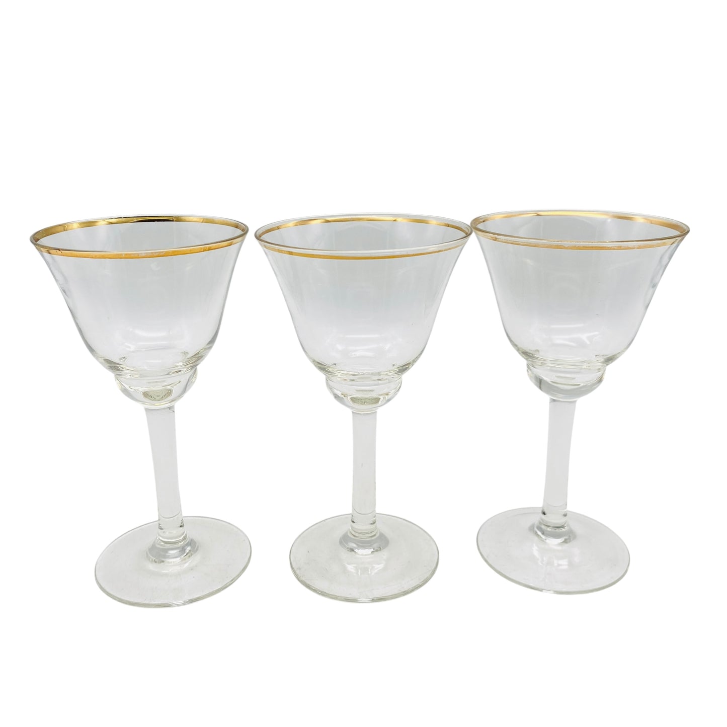 Vintage Likörgläser 3er Set Goldrand transparent Gläser Glas 60er 70er