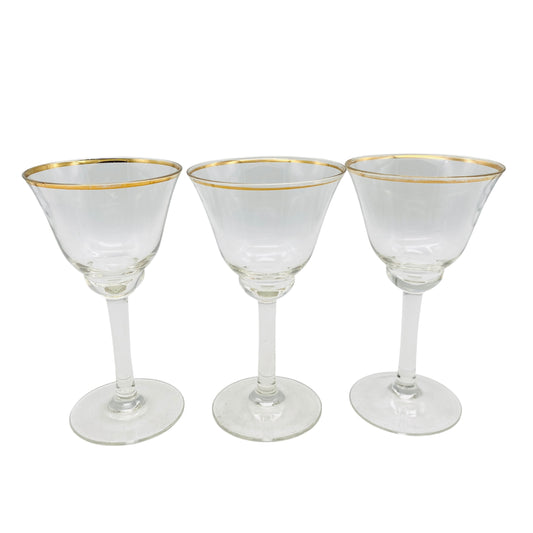 Vintage Likörgläser 3er Set Goldrand transparent Gläser Glas 60er 70er