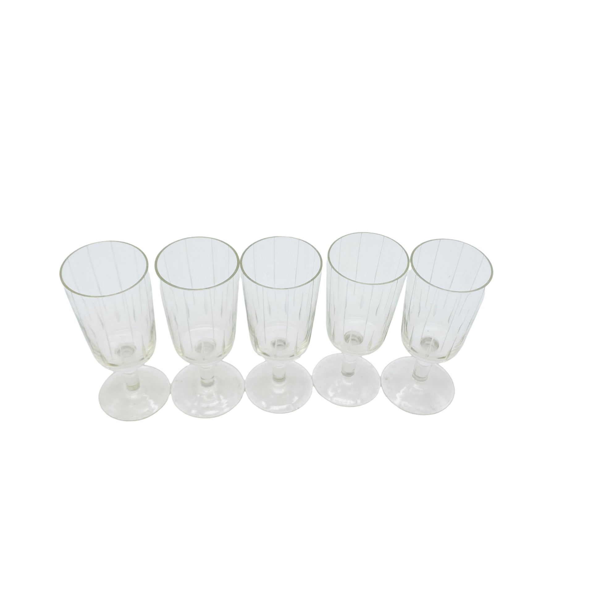 Vintage Likörgläser 5er Set beschliffen  Gläser Mid Century Glas 50er 60er