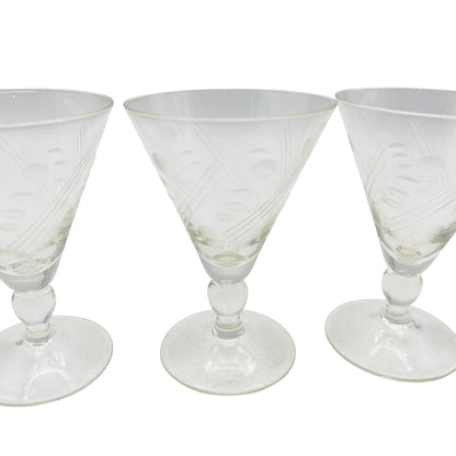 Vintage Likörgläser hand beschliffen 3er Set 20er 30er 40er Jahre Art Deco H 8,5 cm